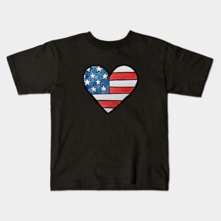 American Flag Heart Kids T-Shirt